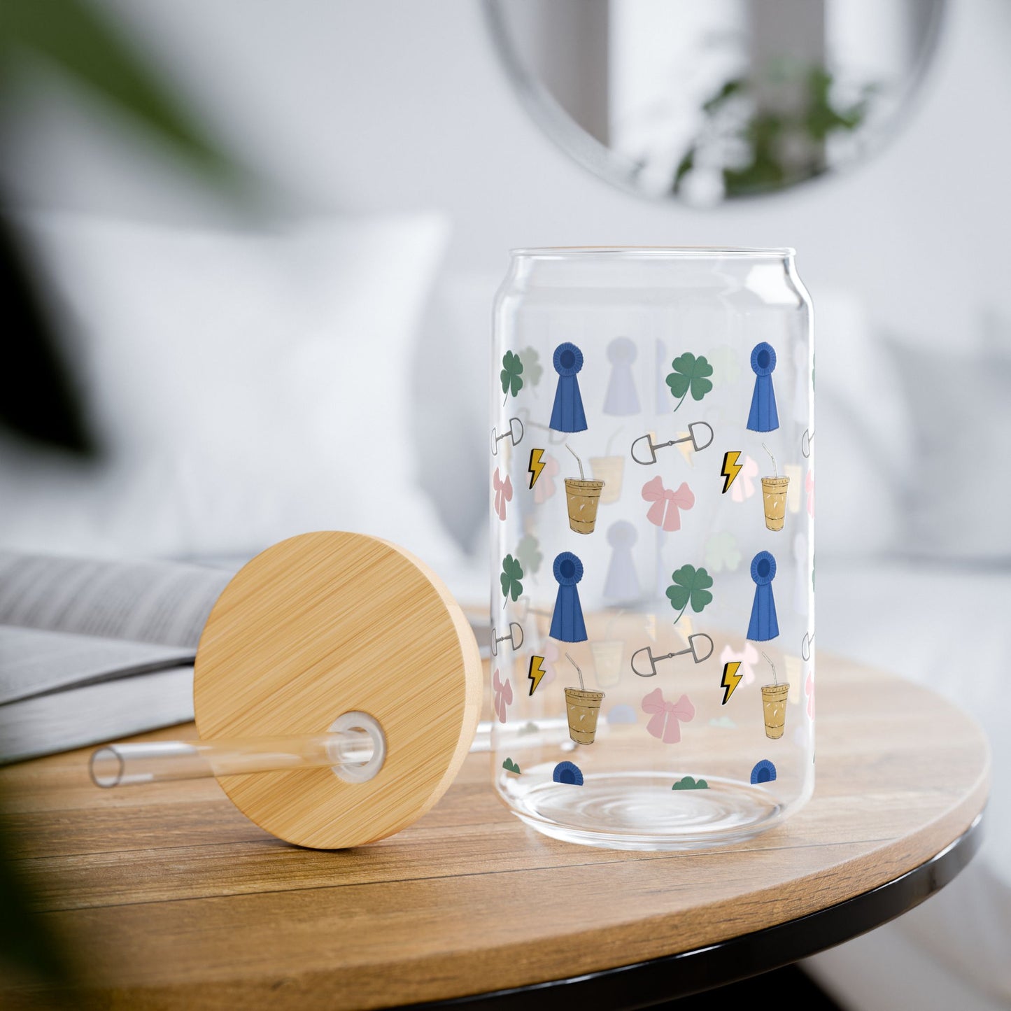 "Horse Show" - the good-luck charm iced coffee glass